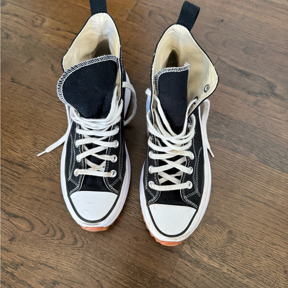 Converse Classic High Top Black and White Platform Sneakers. Size 10. Like new.